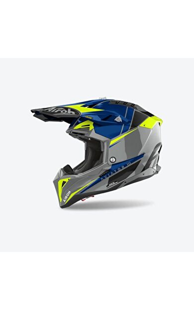 Airoh Aviator 3 Push Mavi Parlak Motosiklet Kaskı