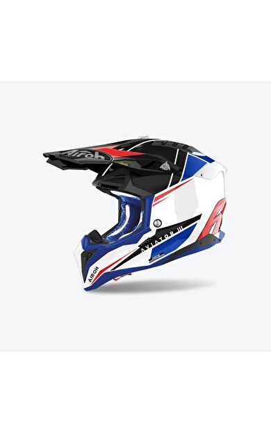 Airoh Aviator 3 Push Mavi Kırmızı Parlak Motosiklet Kaskı