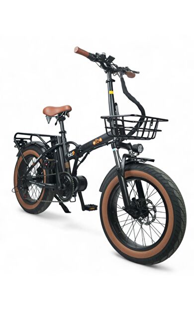 Alba Fold F Premium 750Watt Mid Motor 48V 16Ah(768Wh) Elektrikli Bisiklet Siyah Zırhlı lastik Hd Fren