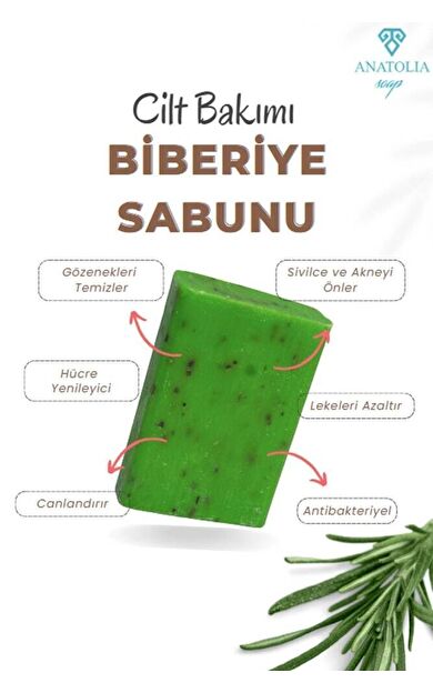 Hücre Yenileyici Akne Ve Sivilce Oluşumunu Engeller Antibakteriyel Biberiye Sabunu