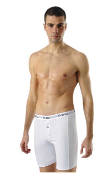 Erkek Boxer Uzun Likralı 1114 6'lı Paket - Beyaz