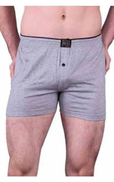 Erkek Boxer Önü Düğmeli Pamuklu 1146 3'lü Paket - Gri