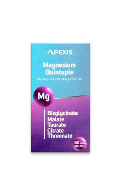 Apexis Magnesium (Magnezyum) Quintuple 200mg 60 Tablet