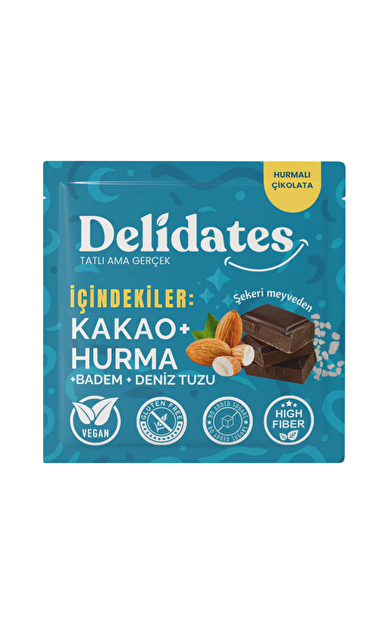 DELİDATES Bademli Deniz Tuzlu Hurmalı Çikolata 40g