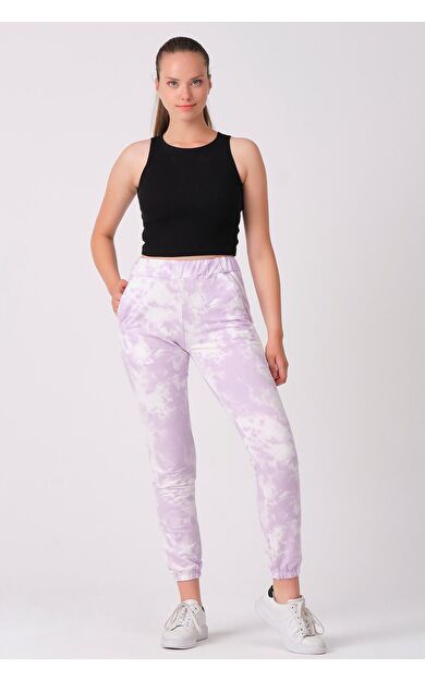 As Collection Lila Pamuklu Beli Lastikli Kadın Eşofman Altı