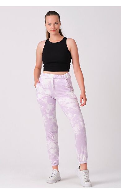 As Collection Lila Pamuklu Beli Lastikli Kordonlu Kadın Eşofman Altı