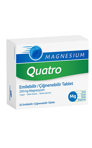 Magnesium Quatro 32 Emilebilir-Çiğnenebilir Tablet