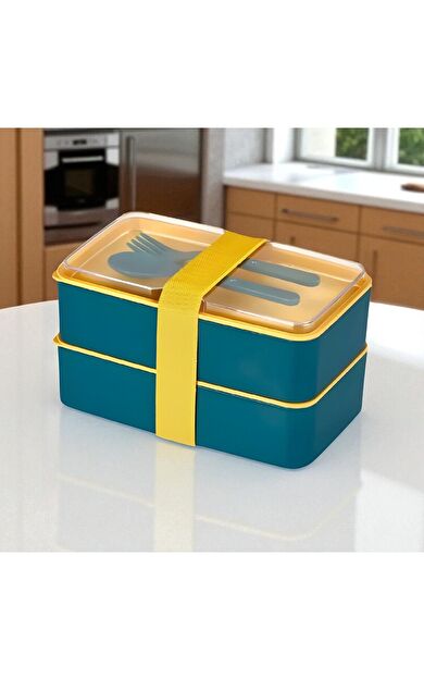 Atak Ev &amp; Yaşam Dikdörtgen 2 Katlı Beslenme Kabı - Saklama Kabı - Lunch Box