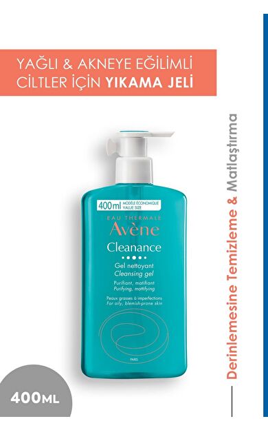 Avene Cleanance Yağlı ve Akneye Eğilimli Ciltler için Matlaştırıcı Etkili Temizleme Jeli 400 ml