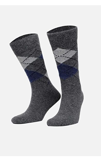 Aytuğ Erkek Kuzu Yünü (Lambswool) Tekli Soket Çorap Füme