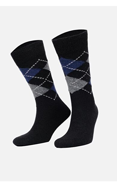 Aytuğ Erkek Kuzu Yünü (Lambswool) Tekli Soket Çorap Siyah