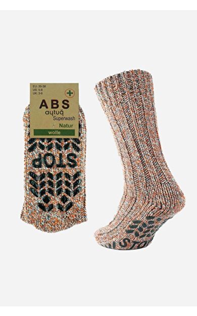 Aytuğ Erkek Merino Yünü Cold Blocker Kışlık Kaydırmaz Tabanlı Soket Çorap Turuncu