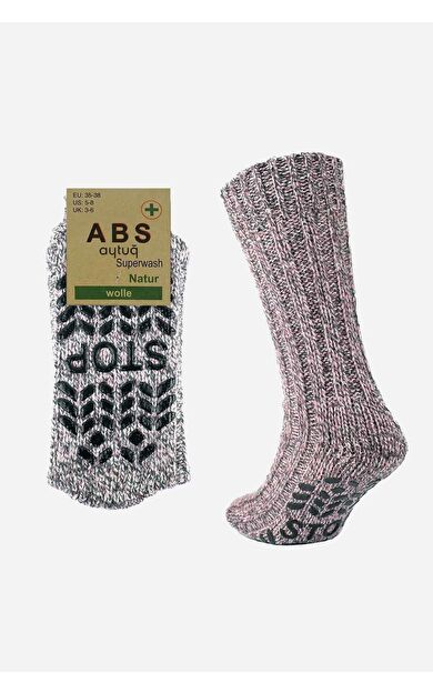 Aytuğ Erkek Merino Yünü Cold Blocker Kışlık Kaydırmaz Tabanlı Soket Çorap Pembe