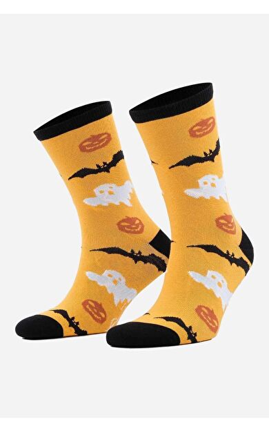 Aytuğ Erkek Pamuklu Halloween Temalı Soket Çorap Sarı