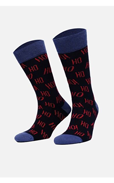 Aytuğ Erkek Pamuklu Tekli Yılbaşı Temalı Çorap Lacivert