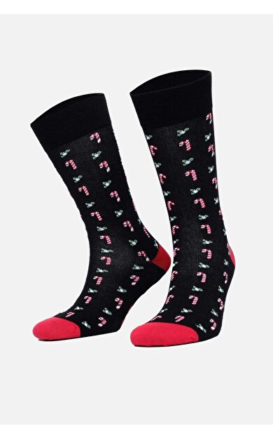Aytuğ Erkek Pamuklu Tekli Yılbaşı Temalı Çorap Siyah