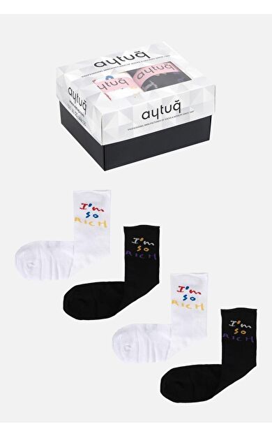 Aytuğ Kadın Bambu 4 Çift Özel Kutulu Soket Çorap Çok Renkli