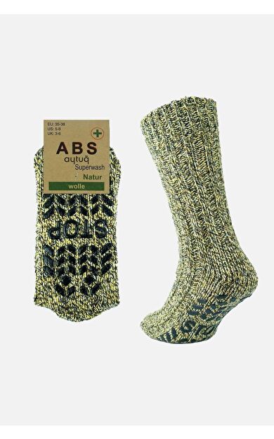 Aytuğ Kadın Merino Yünü Cold Blocker Kışlık Kaydırmaz Tabanlı Soket Çorap Sarı