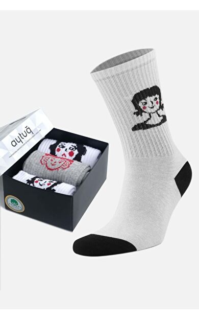 Aytuğ Kadın Pamuklu 3 Çift Özel Kutulu Soket Çorap Çok Renkli