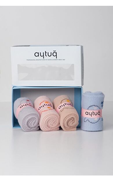 Aytuğ Kadın Pamuklu 4 Çift Özel Kutulu Soket Uyku Çorabı Çok Renkli