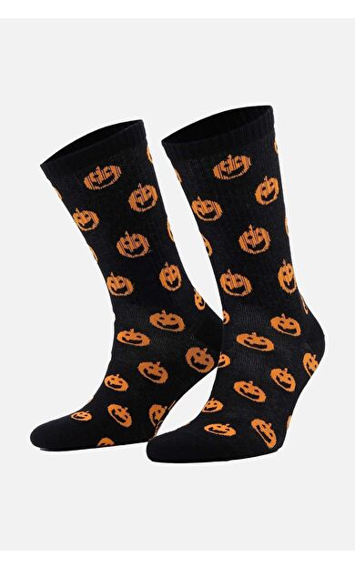 Aytuğ Kadın Pamuklu Halloween Temalı Soket Çorap Siyah