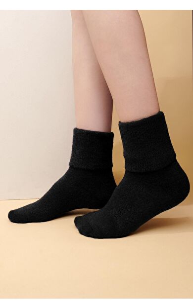 Aytuğ Kadın Soft Peluş Kışlık Tekli Soket Çorap  A 48004 S Siyah