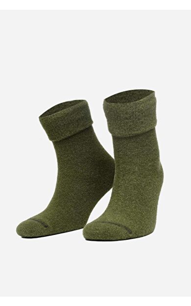 Aytuğ Kadın Soft Peluş Kışlık Tekli Soket Çorap Haki