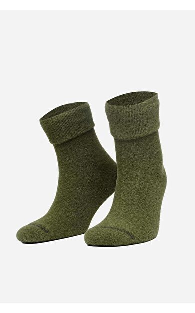 Aytuğ Kadın Soft Peluş Kışlık Tekli Soket Çorap Haki