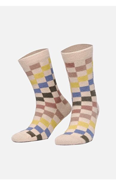 Aytuğ Kadın Soft Peluş Termal Tekli Soket Uyku Çorabı Sarı