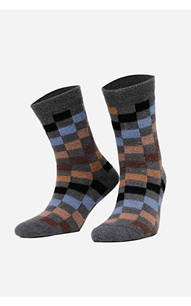 Aytuğ Kadın Soft Peluş Termal Tekli Soket Uyku Çorabı Füme