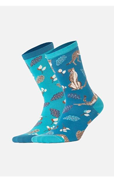 Aytuğ Unisex Pamuklu Tekli Leopar Desenli Eğlenceli Soket Çorabı Leopar Desenli