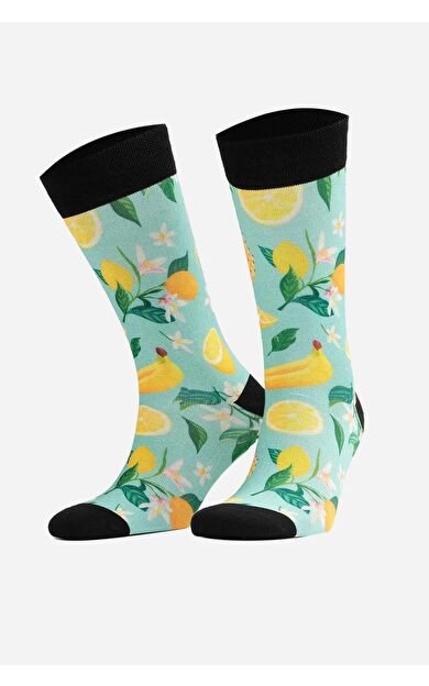 Aytuğ Unisex Pamuklu Yasemin Desenli Eğlenceli Soket Çorabı Çok Renkli