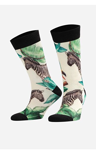 Aytuğ Unisex Pamuklu Zebra Desenli Eğlenceli Soket Çorabı Zebra Desenli