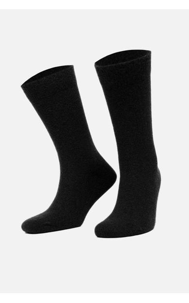 Erkek Kuzu Yünü Lambswool Tekli Soket Çorap Siyah
