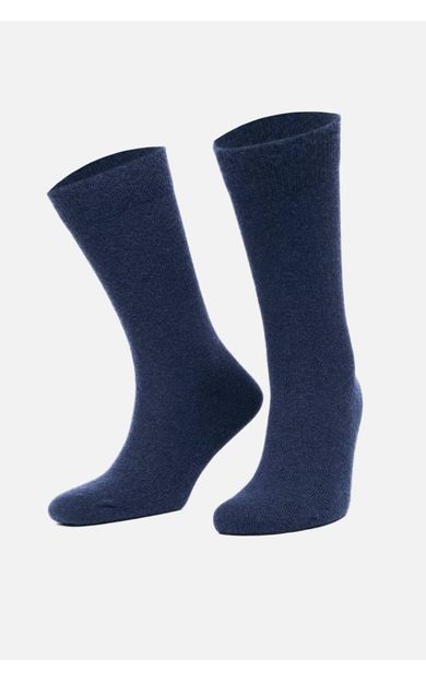 Erkek Kuzu Yünü Lambswool Tekli Soket Çorap İndigo