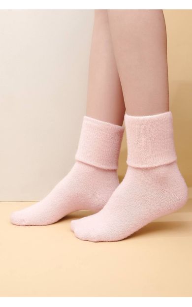Kadın Soft Peluş Termal Tekli Soket Çorap Açık Pembe
