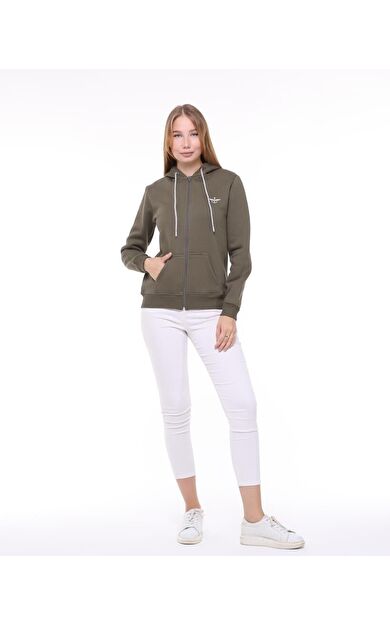 Backpacker Kadın Sweatshirt Kapüşonlu Fermuarlı Haki