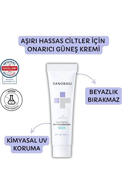 MILK THISTLE REPAIR CICA SUNSCREEN PLUS SPF45 PA++ ( Beyazlık bırakmayan Güneş Kremi)