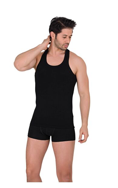 Erkek Gri Askılı Likralı Spor Atlet - Siyah