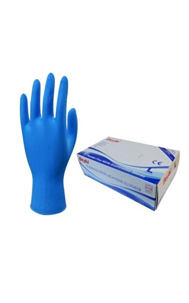 Beybi Pudrasız Nitril Mavi (L) Large Beden Muayene Eldiven 100Lü Paket