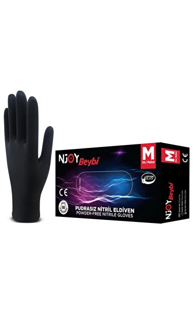 Beybi Muayene Medium Pudrasız Njoy Nitril Siyah Eldiven
