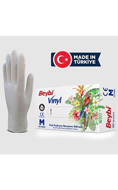 Beybi Vinyl S Vinil Pudrasız Muayene Eldiven 100'Lük Kutu