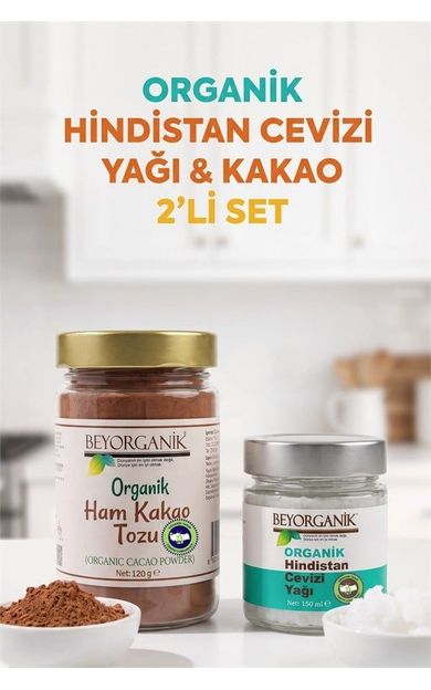 Organik Kakao 120 G Ve Organik Hindistan Cevizi Yağı 150 Ml 2'li Set