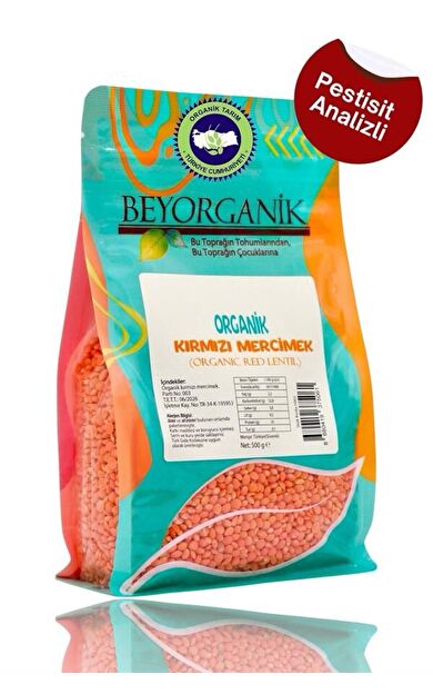 Organik Kırmızı Mercimek 500gr      (pestisit Ve Aflatoksin Analizli)