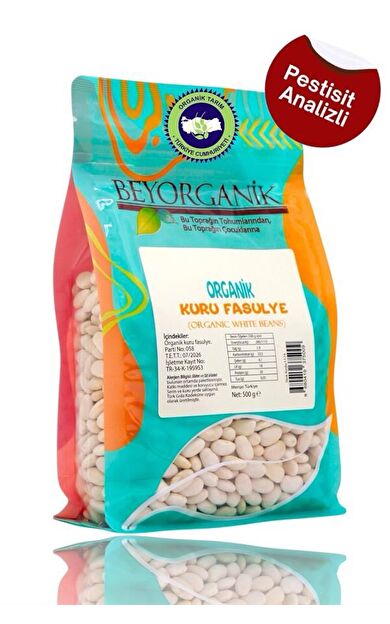 Organik Kuru Fasulye 500gr Dermason   (pestisit Ve Aflatoksin Analizli)