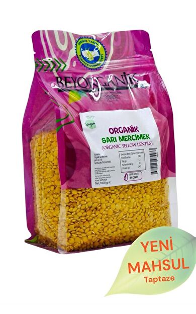 Organik Sarı Mercimek 1kg   (pestisit Ve Aflatoksin Analizli)