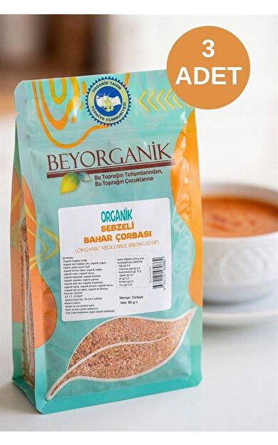 Organik Sebzeli Bahar Çorbası 80gr           10 Dakika Hazır 3adet       (pestisit Ve Aflatoksin Analizli)