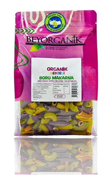 Organik Sebzeli Boru Makarna %18 Sebzeli 360gr     (pestisit Ve Aflatoksin Analizli)