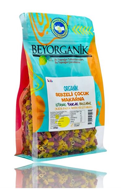 Organik Sebzeli Çocuk Makarna %15 Sebzeli 240gr Ispanak Pancar Balkabak  +8ay   (pestisit Ve Aflatoksin Analizli)