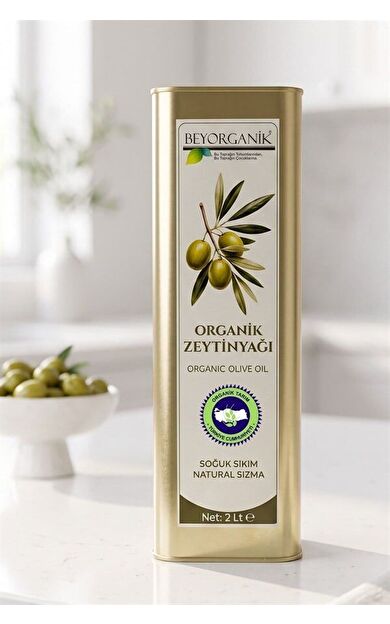 Organik Soğuk Sıkım Natürel Sızma Zeytinyağı 2 Litre Teneke %0,3 Asit  (pestisit Analizli)